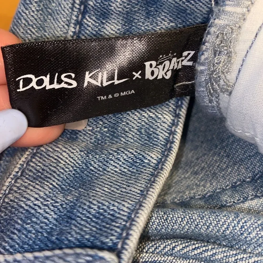 DOLLS KILL X BRATZ What’s the Scoop Flare Denim Jeans Size XS 0-2 - Picture 7 of 7